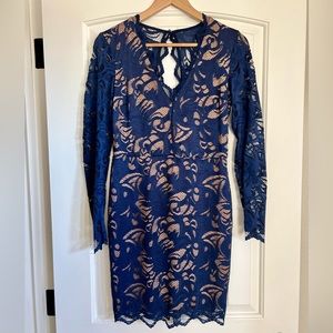 Women’s H&M Long Sleeve Navy Blue Lace Dress Size 8